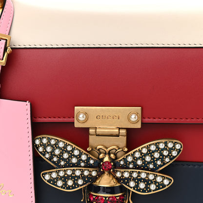 Gucci Calfskin Sylvie Web Small Queen Margaret Top Handle Bag Blue Agata Hibiscus Red Mystic White Sugar Pink 8 of 10