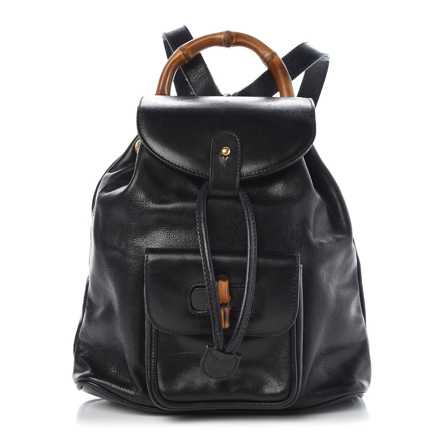 Calfskin Bamboo Backpack Black