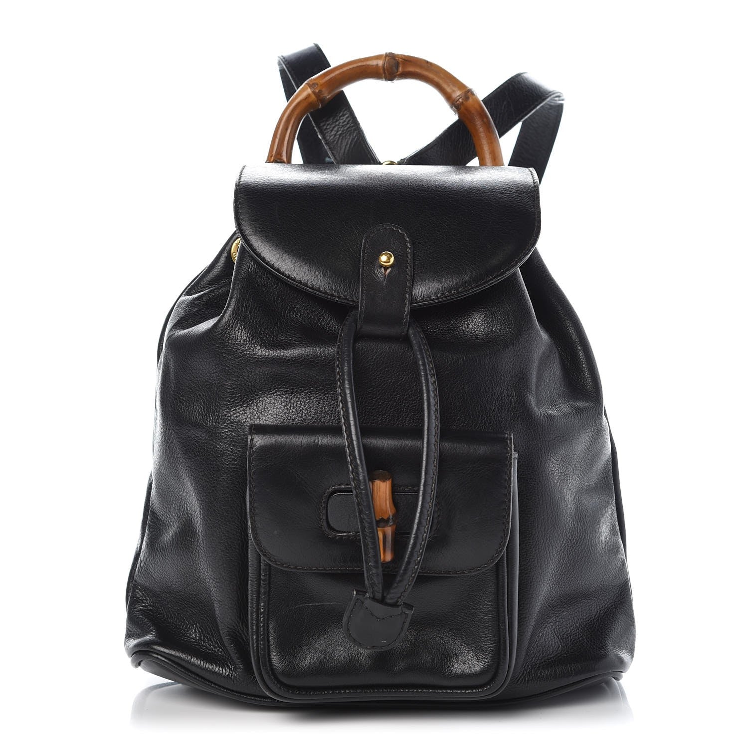 Gucci Calfskin Bamboo Backpack Black 1 of 10