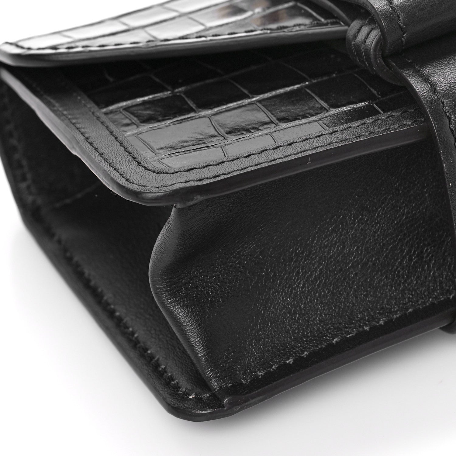 Chloe Calfskin Crocodile Embossed Aby Chain Shoulder Bag Black 7 of 8