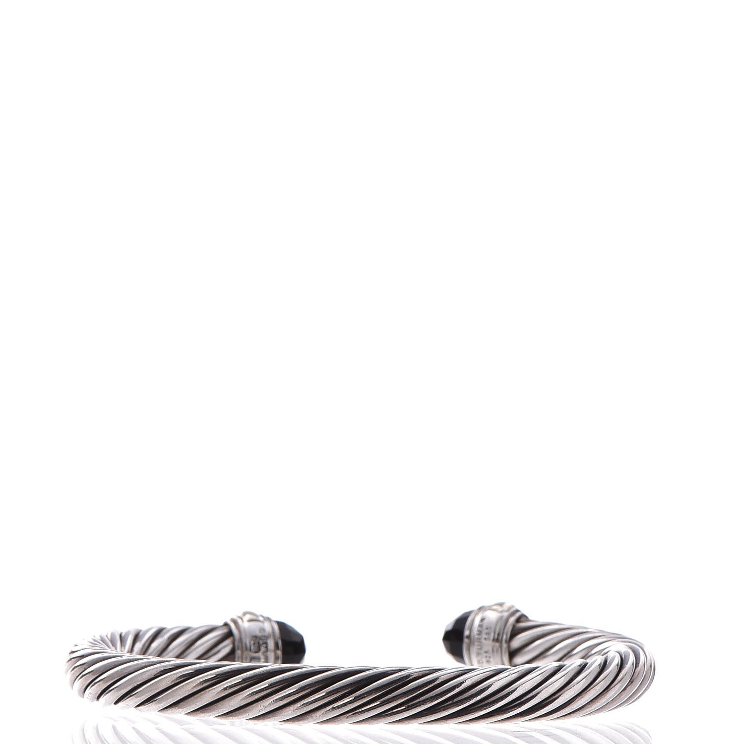 David Yurman Sterling Silver 14K Yellow Gold Black Onyx 7mm Cable Classics Bracelet 3 of 5