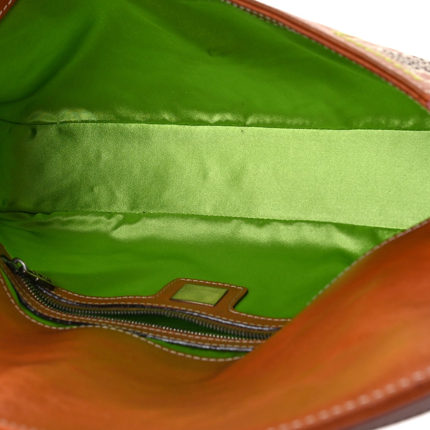 Calfskin Embroidered Baguette Brown