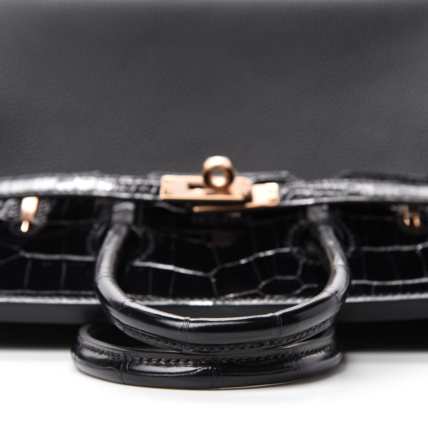 Hermes Togo Shiny Niloticus Crocodile Birkin Touch 25 Black 14 of 36