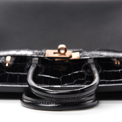 Hermes Togo Shiny Niloticus Crocodile Birkin Touch 25 Black 14 of 36