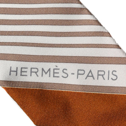 Hermes Silk Ex-Libris Twilly Beige White Caramel 2 of 4