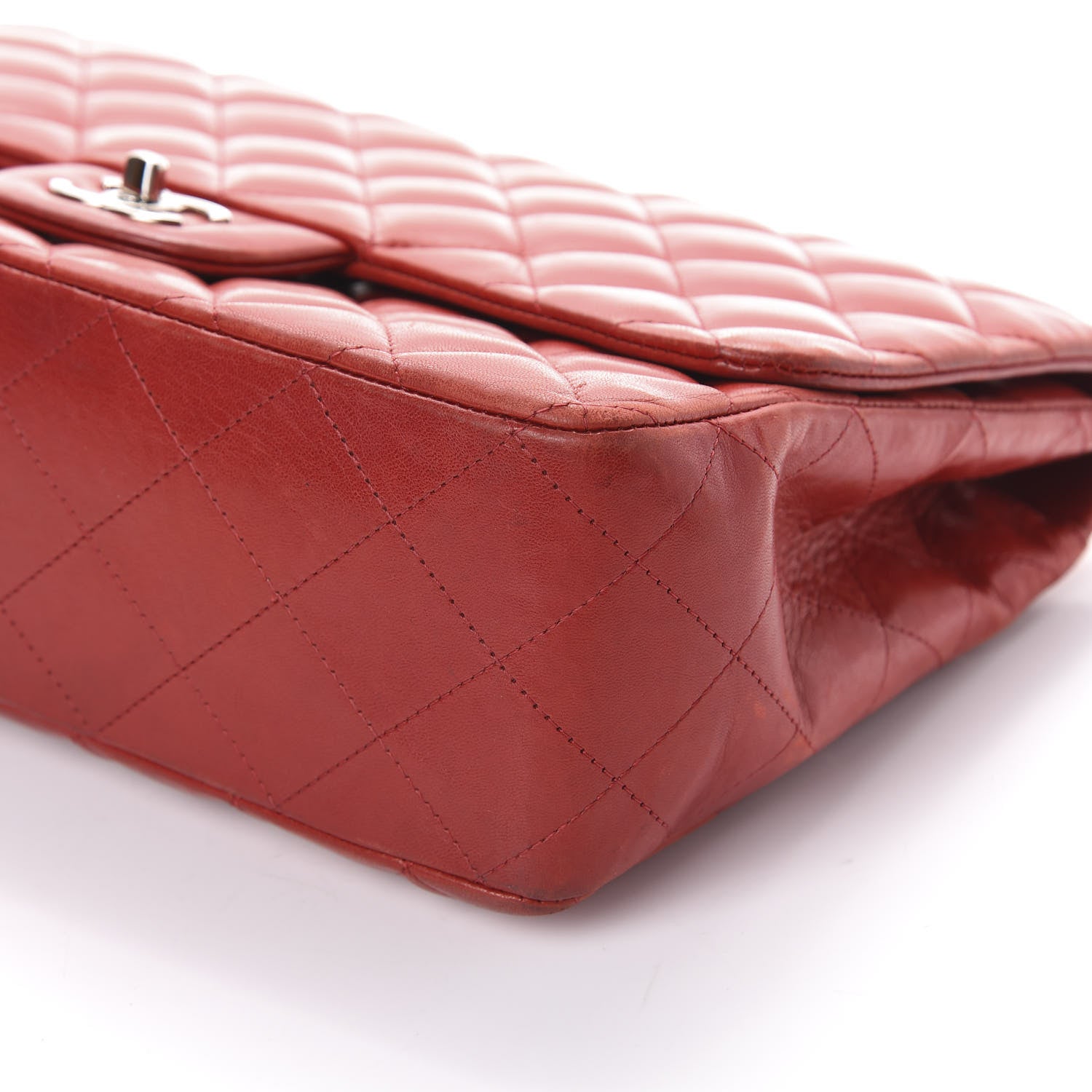 Chanel Lambskin Quilted Jumbo Single Flap Red 10 of 10
