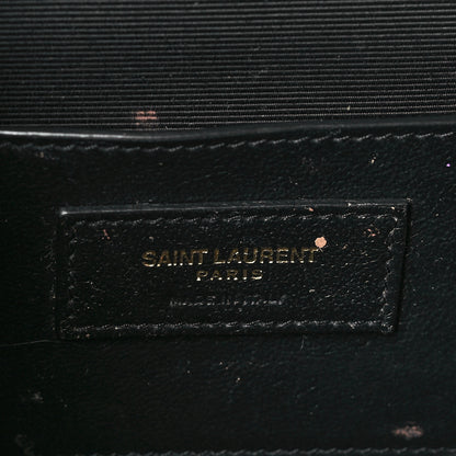 Saint Laurent Grain De Poudre Textured Mixed Matelasse Triquilt Small Monogram Satchel Black 7 of 14