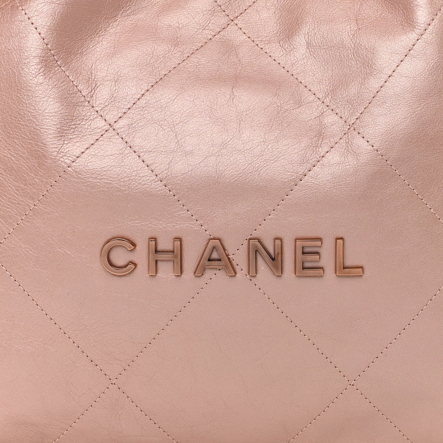 Metallic Calfskin Quilted Small Chanel 22 Pink