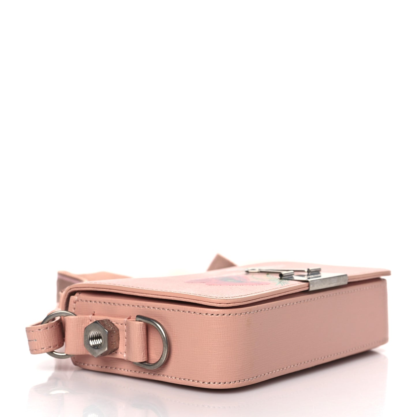 Saffiano Floral Printed Mini Diag Binder Clip Bag Pink Multicolor