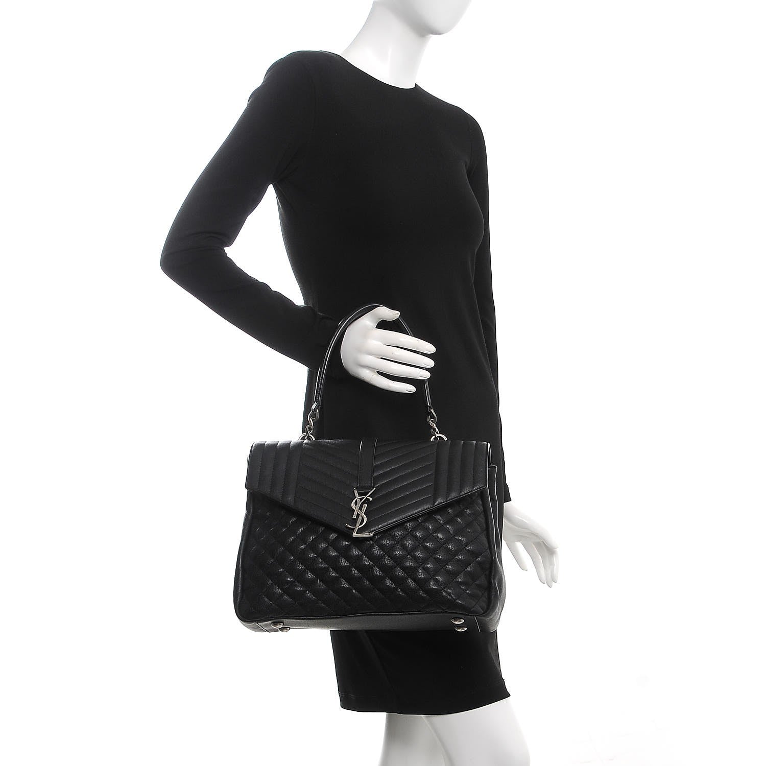 Saint Laurent Sheepskin Tri-quilt Monogram Large College Satchel Black 2 of 13