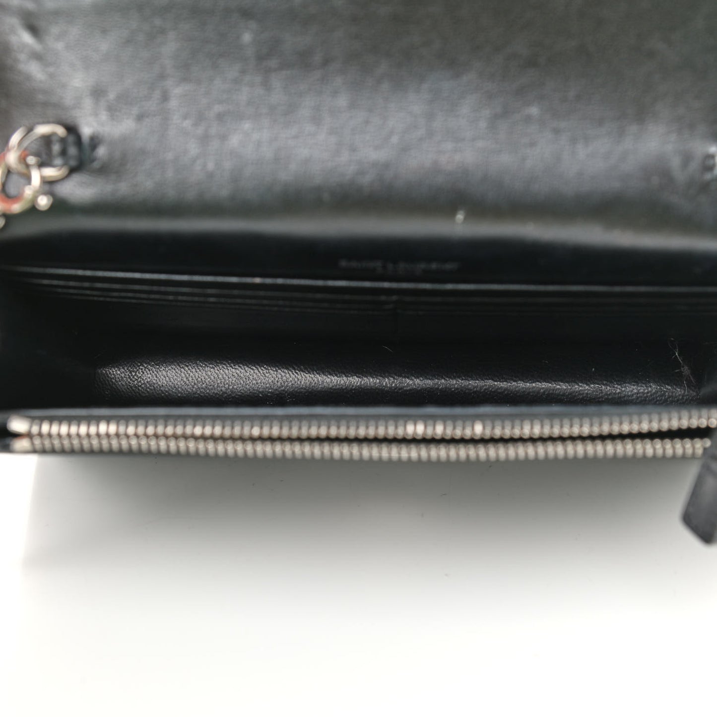Calfskin Crocodile Embossed Kate Monogram Tassel Chain Wallet Black
