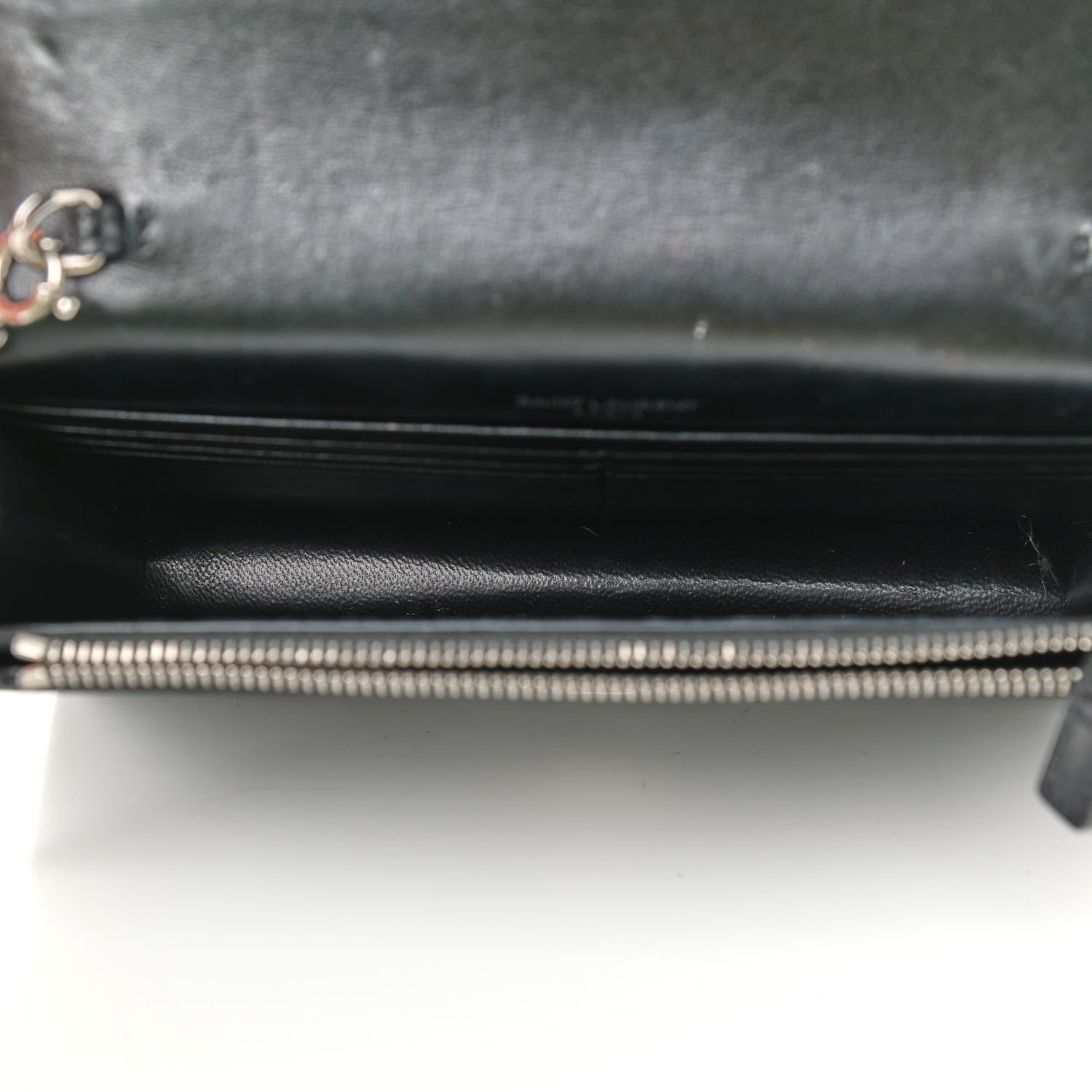 Saint Laurent Calfskin Crocodile Embossed Kate Monogram Tassel Chain Wallet Black 5 of 9