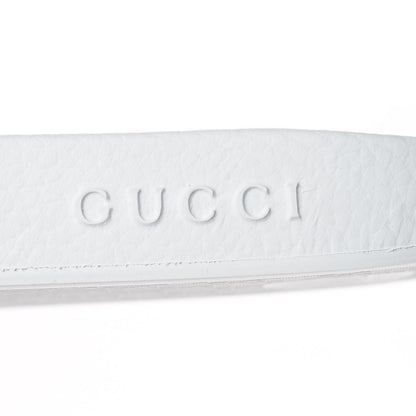 Gucci Canvas Sylvie Stripe Logo Mens Pursuit Slide Sandals 11 Mystic White Hibiscus Red Maritime 6 of 8