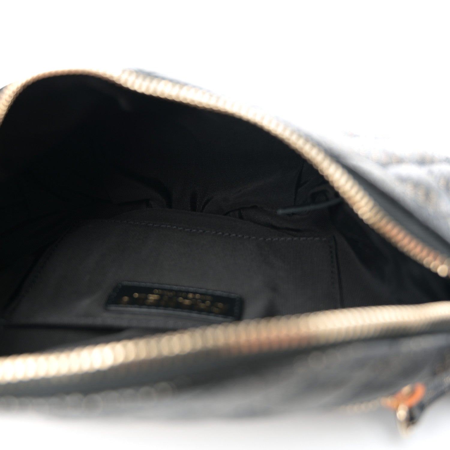 Chanel Metallic Caviar Striped Banane Waist Bag Fanny Pack Black Gold 5 of 12