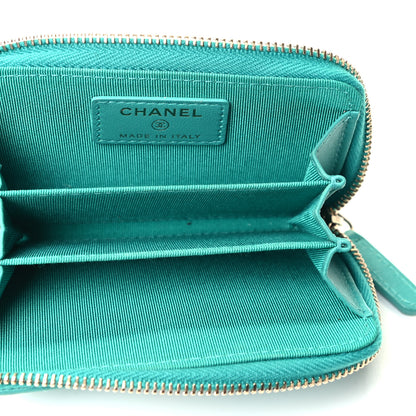 Chanel Lambskin Quilted Zip Around Coin Purse Wallet Turquoise 4 of 4