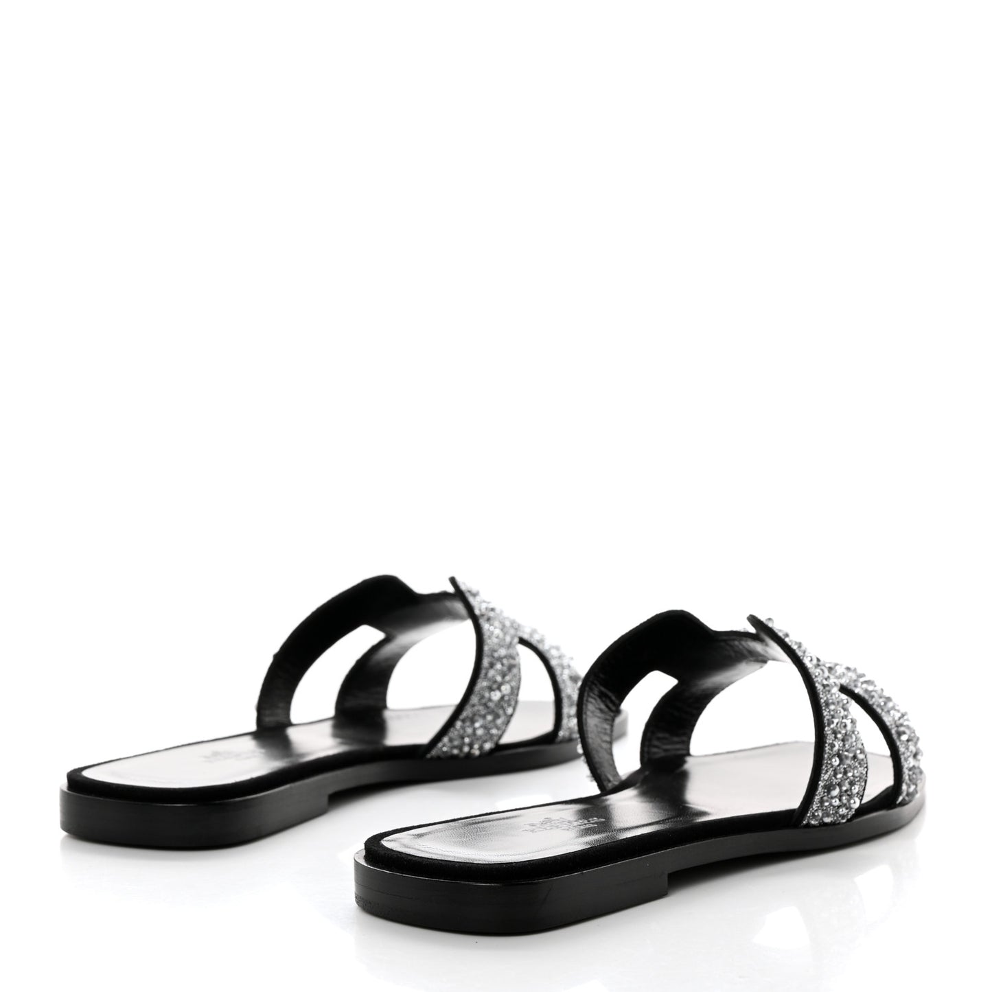 Velvet Goatskin Crystal Beads Oran Sandals 37.5 Gris Argente