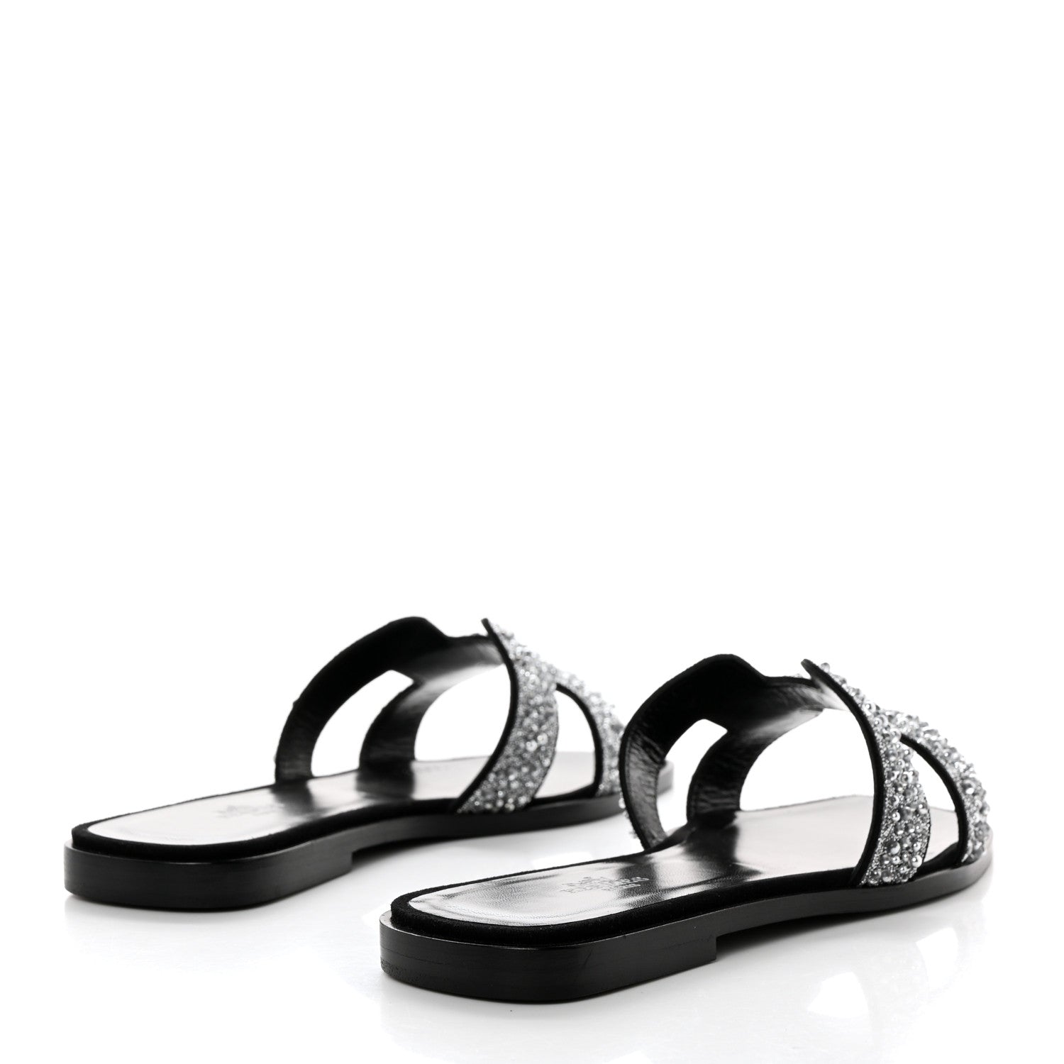 Hermes Velvet Goatskin Crystal Beads Oran Sandals 37.5 Gris Argente 4 of 9