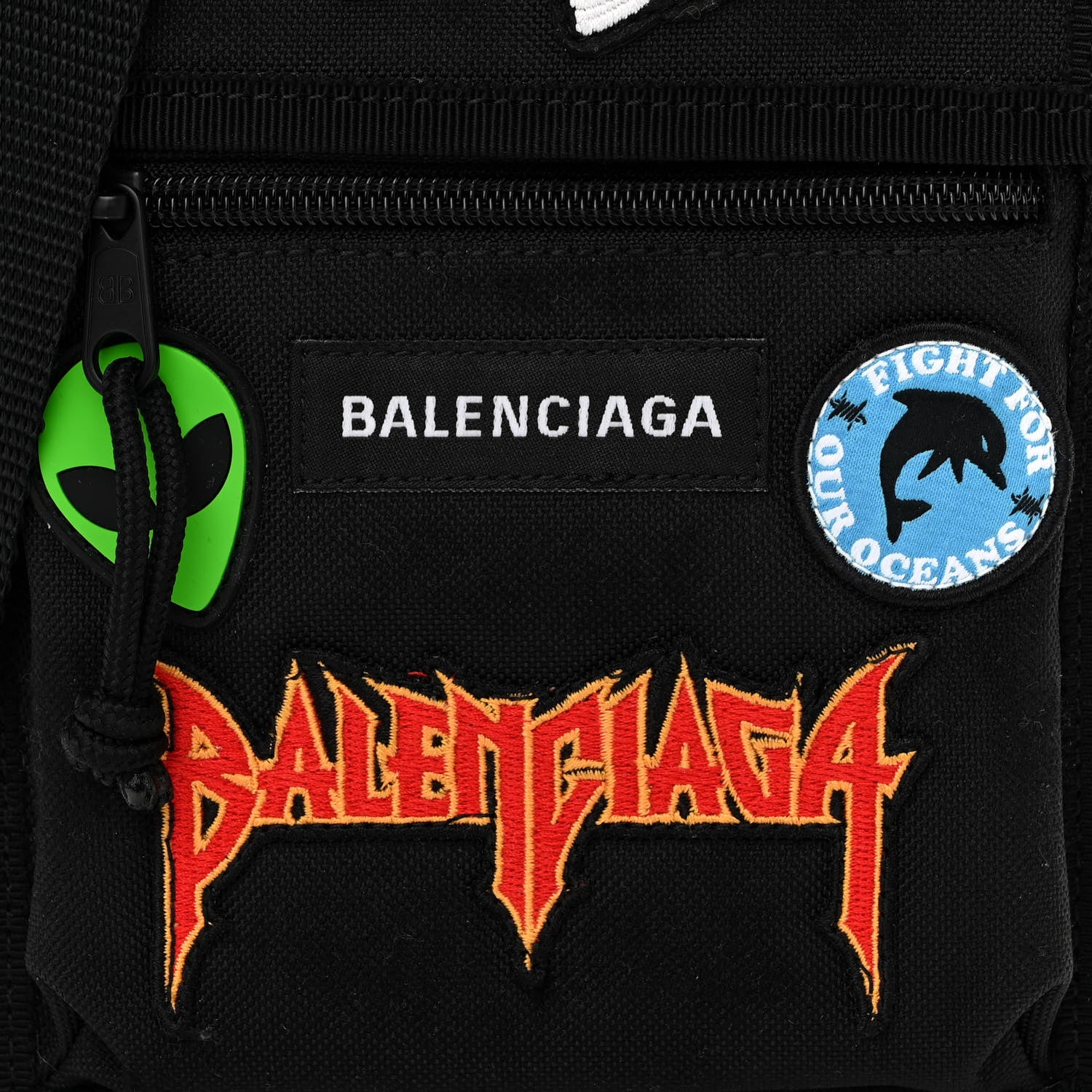 Balenciaga Nylon Logo Multi Patch Small Explorer Pouch with Strap