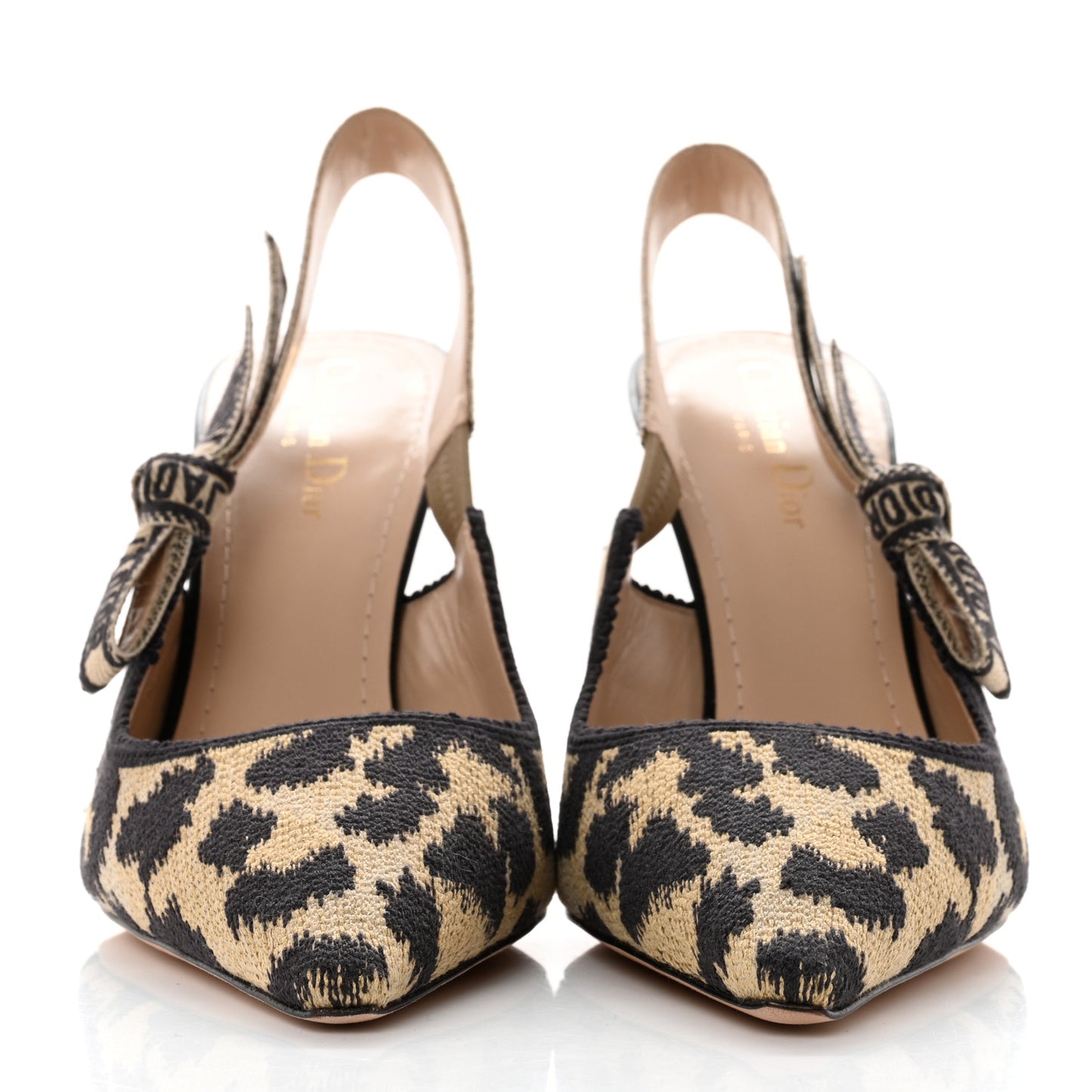 Mizza Cotton Ribbon Embroidered J'Adior Slingback 100mm Pumps 41 Natural