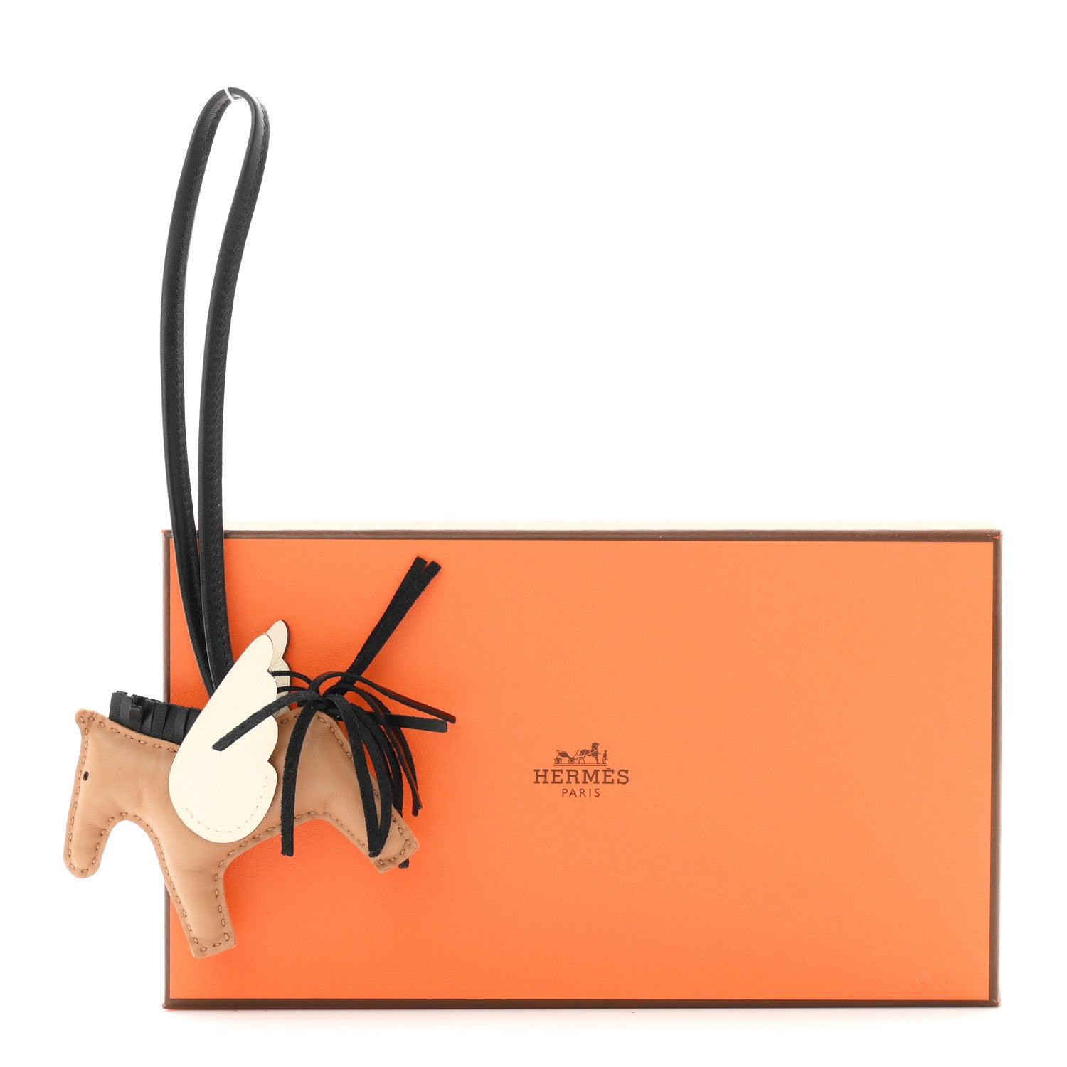 Hermes Milo Lambskin Grigri Rodeo Pegase Horse Bag Charm PM Sesame Black Nata 5 of 5