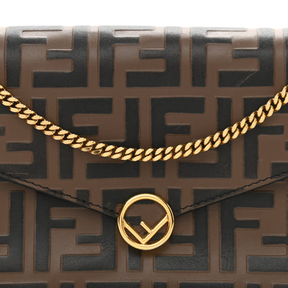 Fendi Vitello Soft F is Fendi Bi-Color FF 1974 Embossed Envelope Wallet on Chain Maya Black 5 of 9