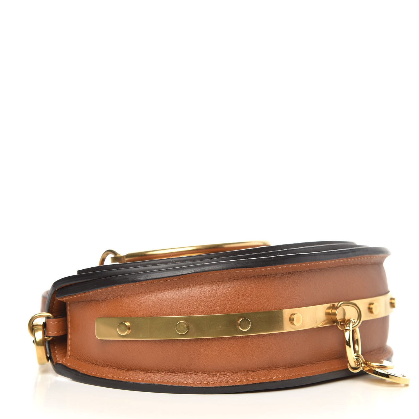 Calfskin Small Nile Bracelet Minaudiere Bag Caramel