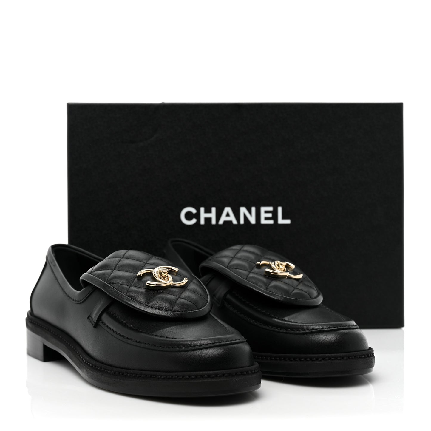 Lambskin Quilted CC Turnlock Loafers 39.5 Black