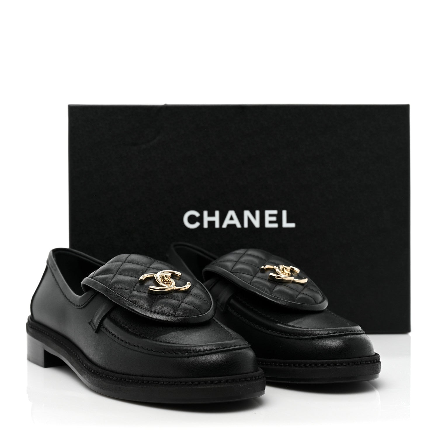 Chanel Lambskin Quilted CC Turnlock Loafers 39.5 Black 11 of 11