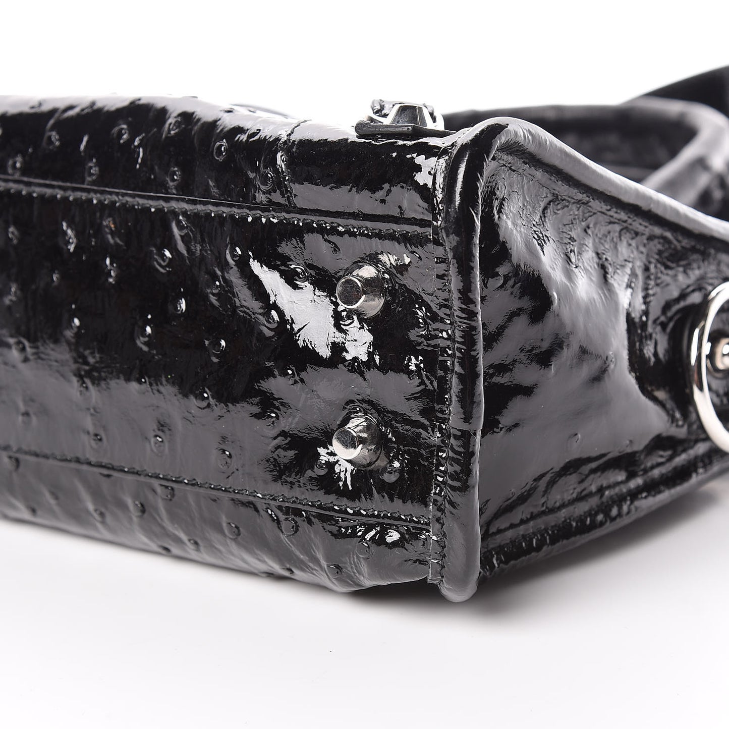 Patent Ostrich Classic Silver Hardware Mini City Black