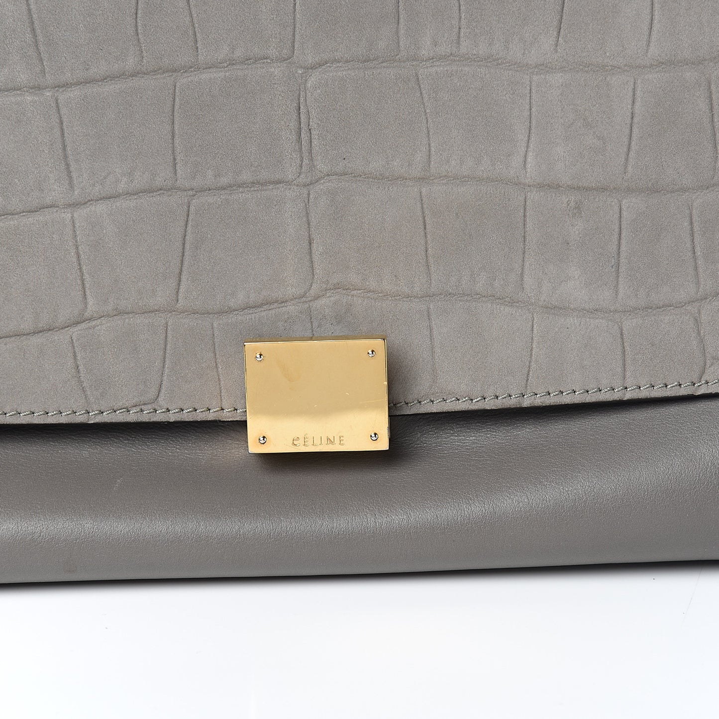Crocodile Embossed Nubuck Medium Trapeze Grey