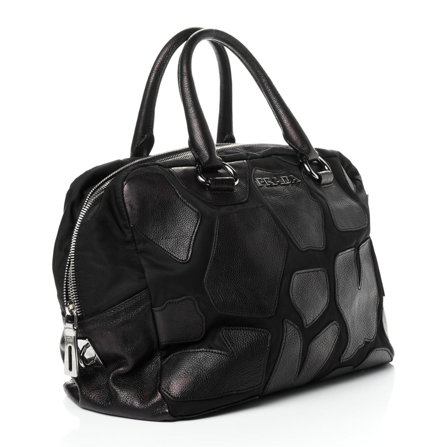 Tessuto Nylon Vitello Satchel Black