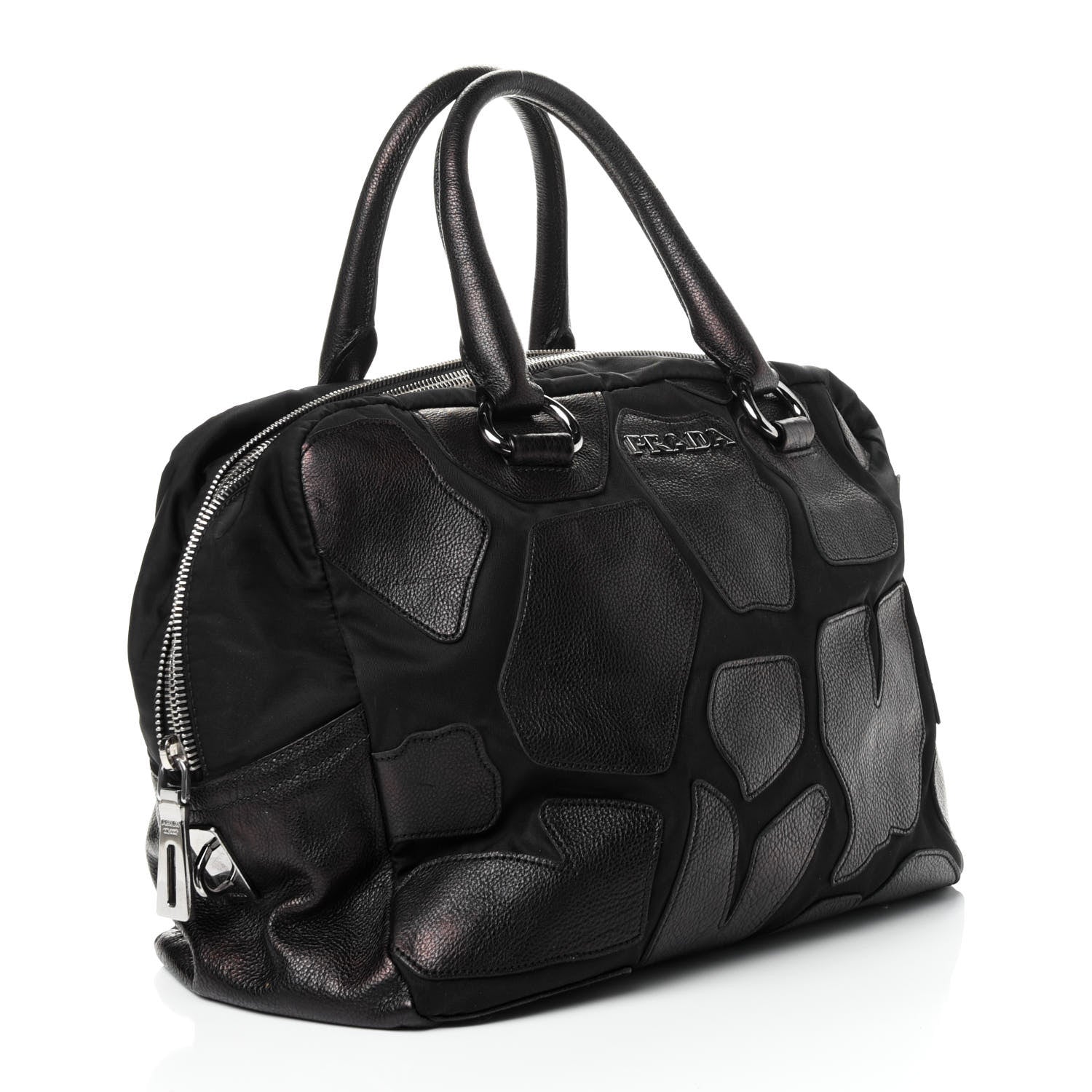 Prada Tessuto Nylon Vitello Satchel Black 2 of 7
