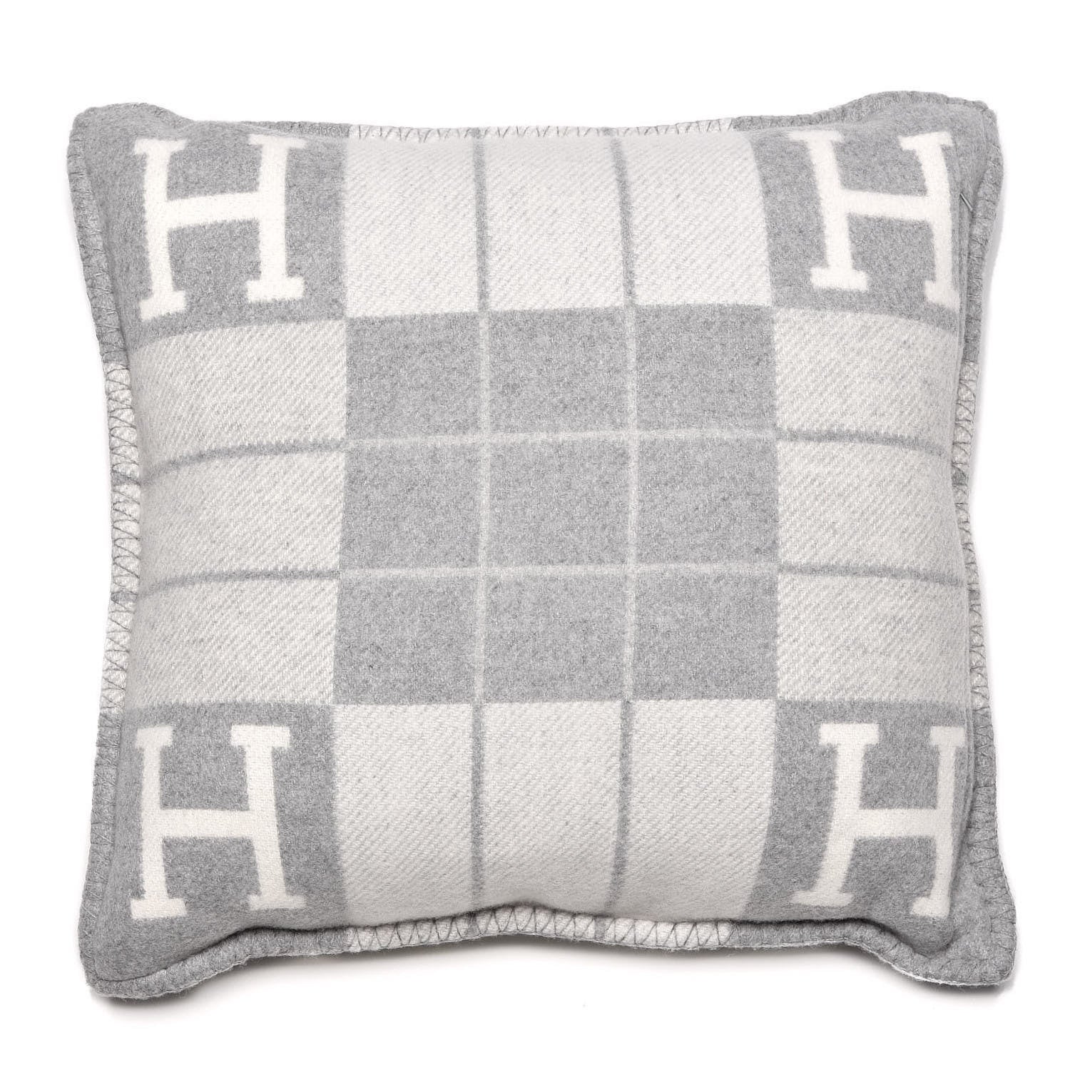 Hermes Wool Cashmere Avalon III Pillow PM Ecru Gris Clair 2 of 3
