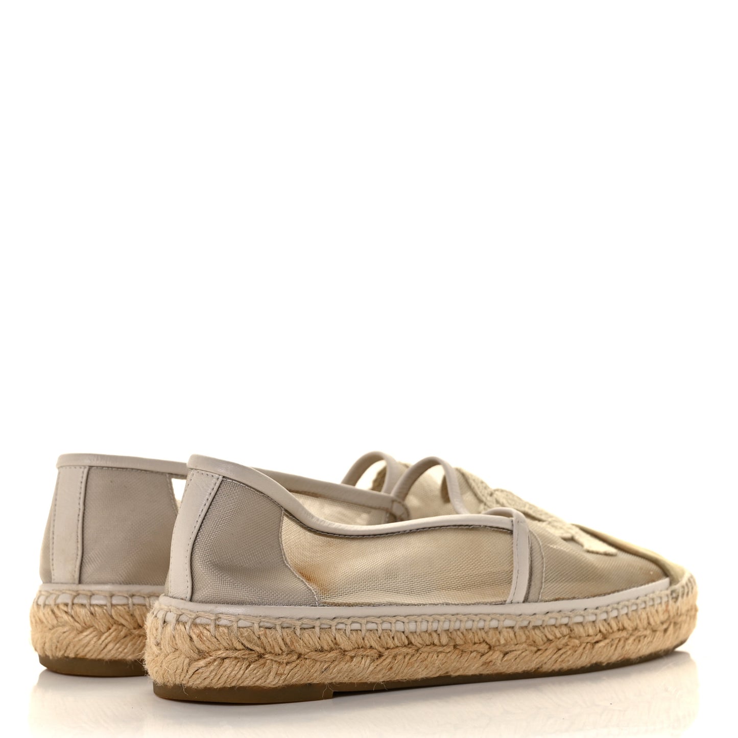 Mesh Grosgrain CC Espadrilles 38 Gold