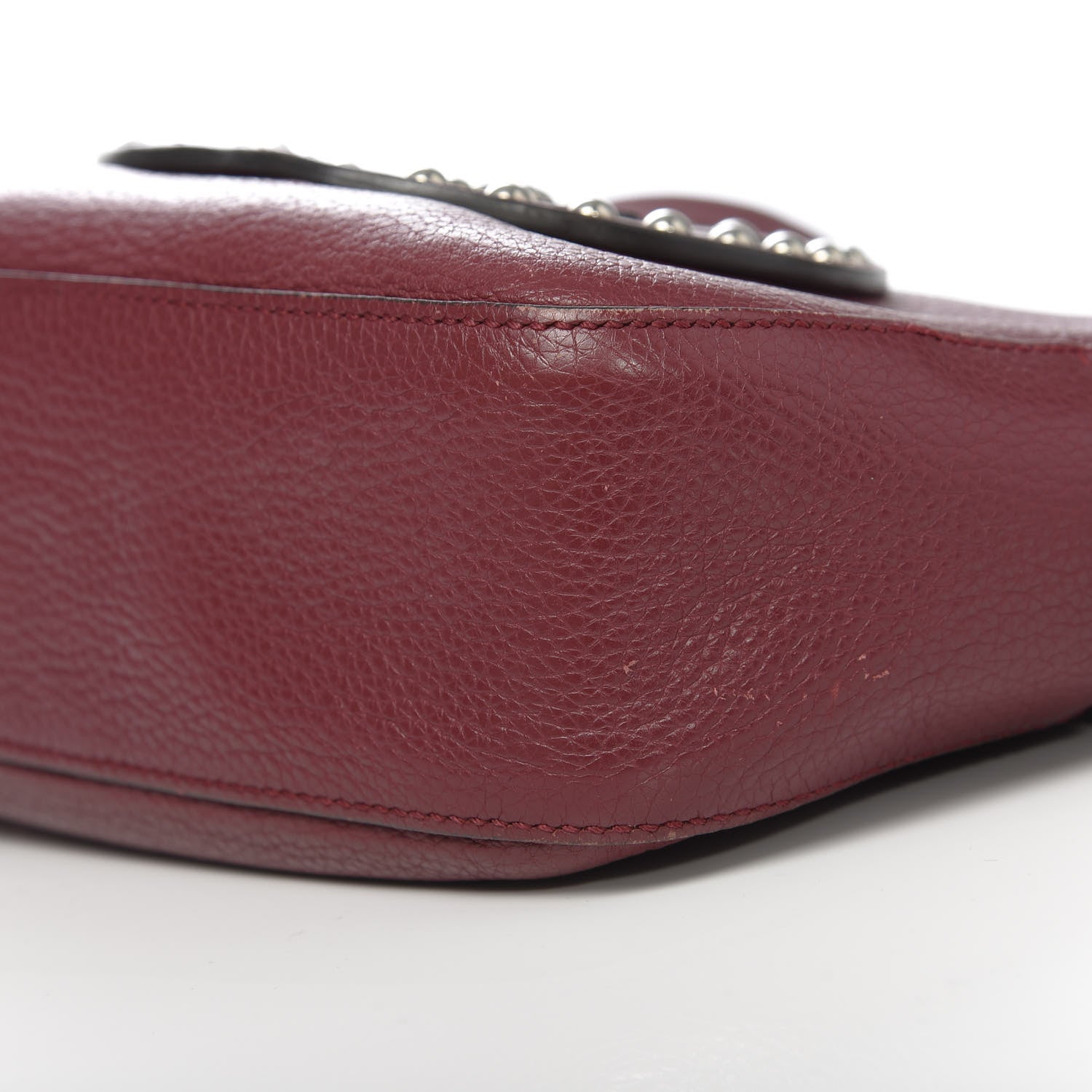 Gucci Pebbled Calfskin Studded Small Soho Disco Bag Soft Burgundy 15 of 19