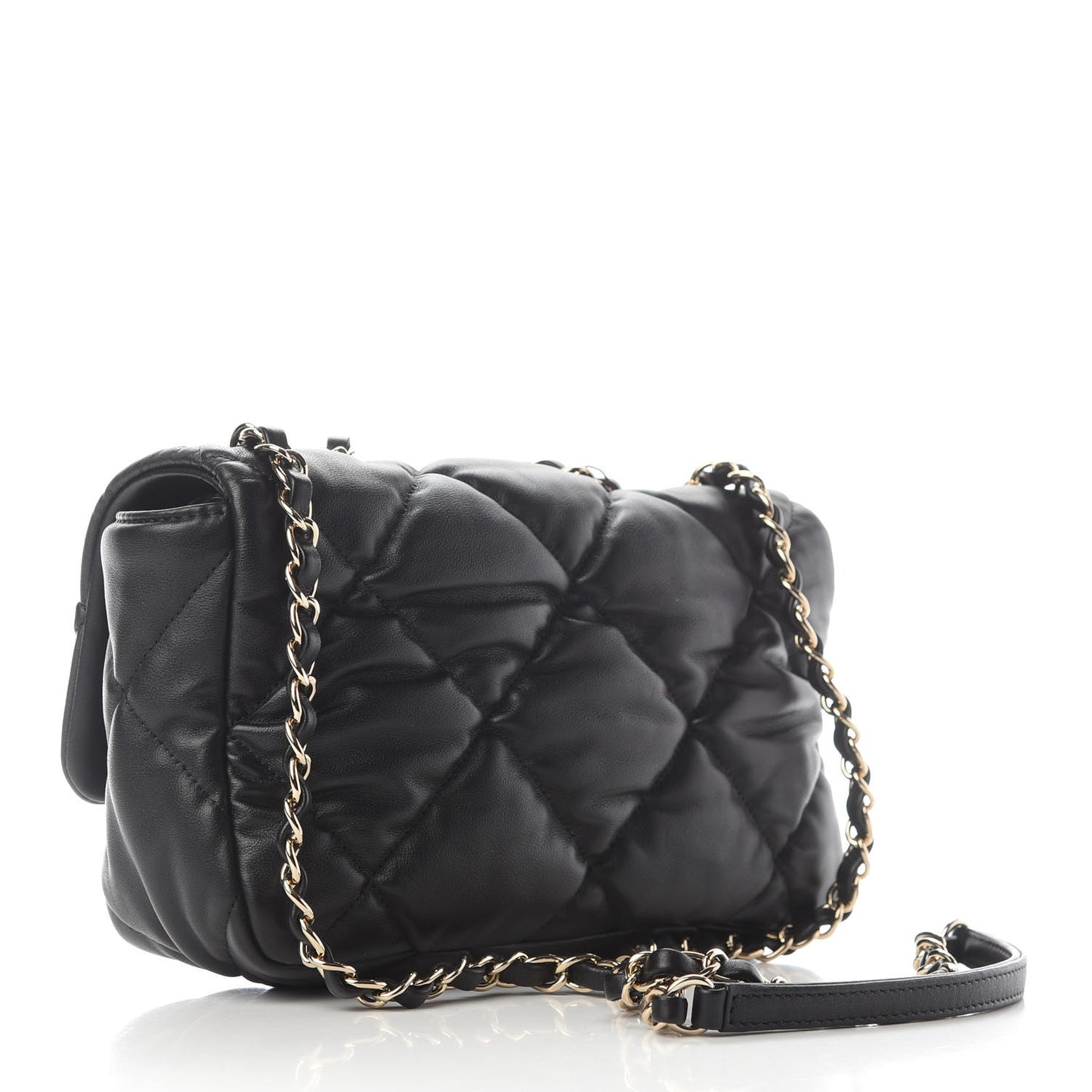 Calfskin Quilted Medium Bubbly Flap Black