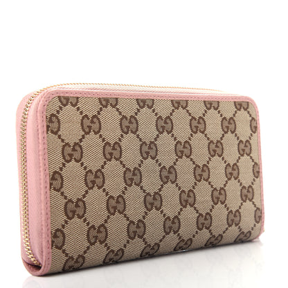 Gucci Monogram Dollar Calfskin Zip Around Wallet Beige Ebony Soft Pink 3 of 7