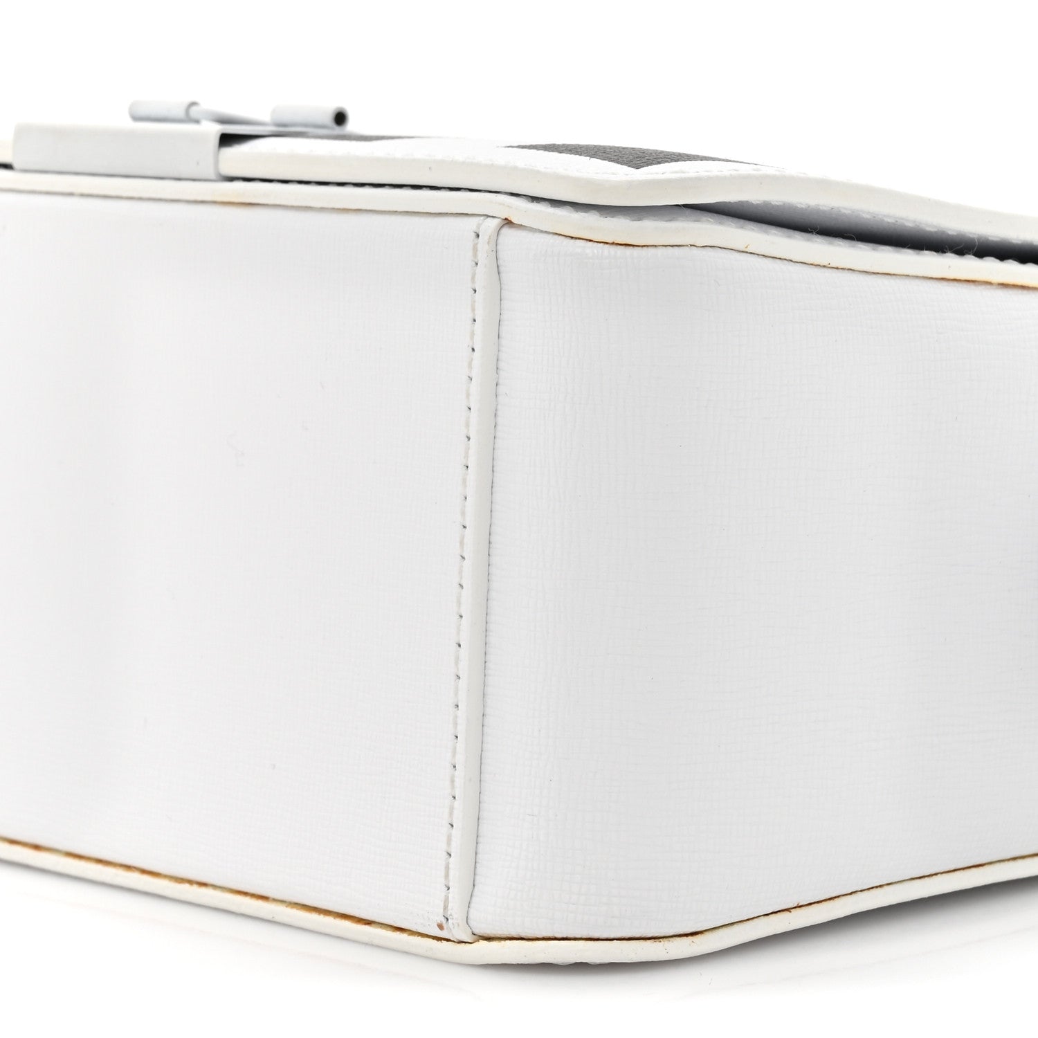 Off-White Saffiano Striped Mini Diag Binder Clip Bag White Black 9 of 11
