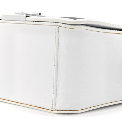 Off-White Saffiano Striped Mini Diag Binder Clip Bag White Black 9 of 11