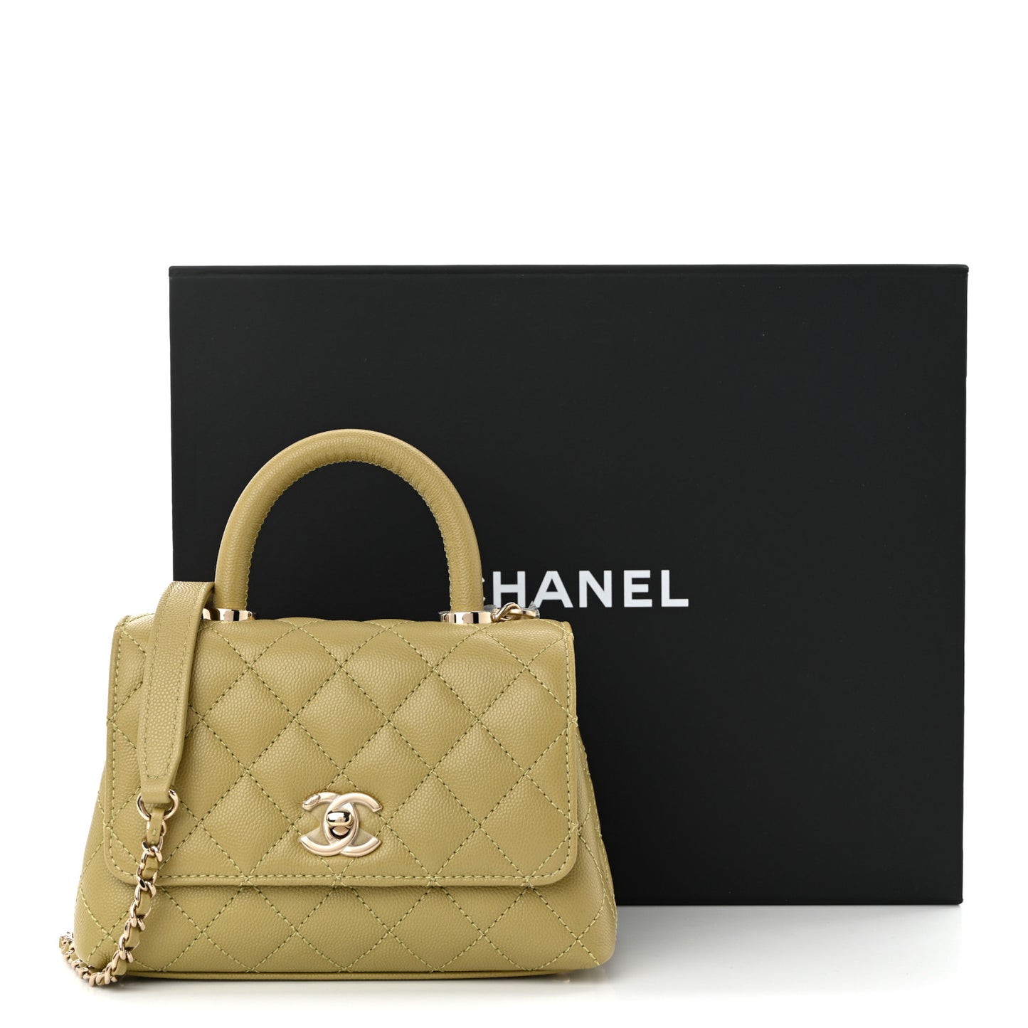 Caviar Quilted Extra Mini Coco Handle Flap Light Green