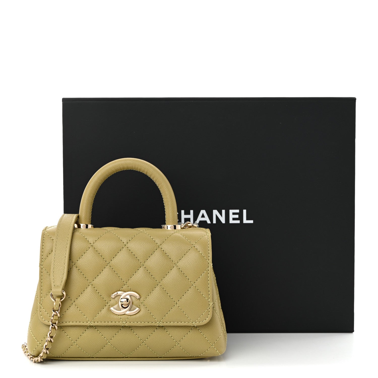 Chanel Caviar Quilted Extra Mini Coco Handle Flap Light Green 11 of 11
