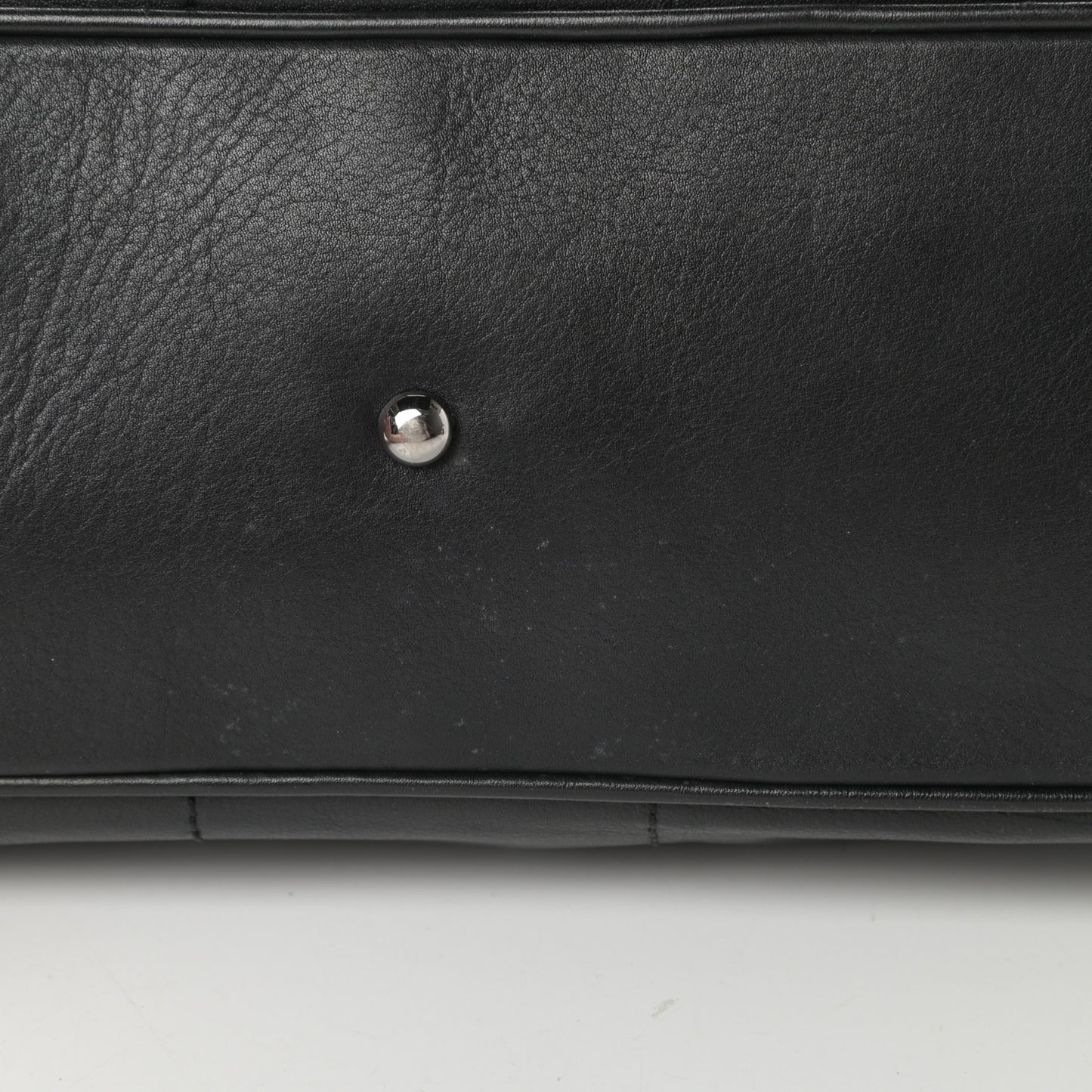 Lambskin Square Stitched Large Tote Black