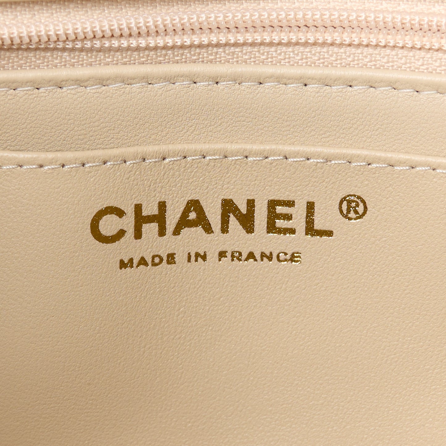 Lambskin Quilted Mini Top Handle Rectangular Flap Beige