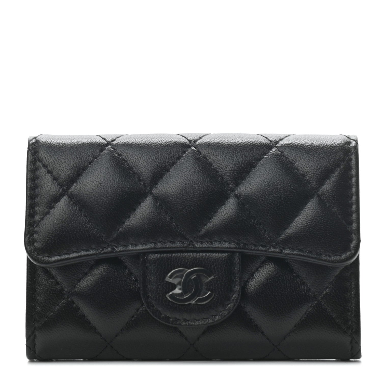 Chanel Lambskin Quilted Flap Card Holder Wallet So Black 1 of 6