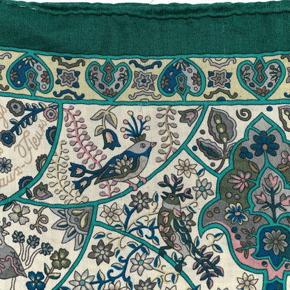 Hermes Cashmere Silk Au Pays Des Oiseaux Fleurs Shawl 140 Vert White Turquoise 8 of 9