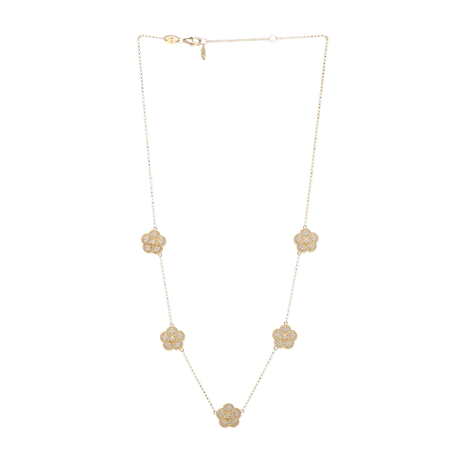 Roberto Coin 18K Yellow Gold Diamond Daisy Station Necklace 3 of 5