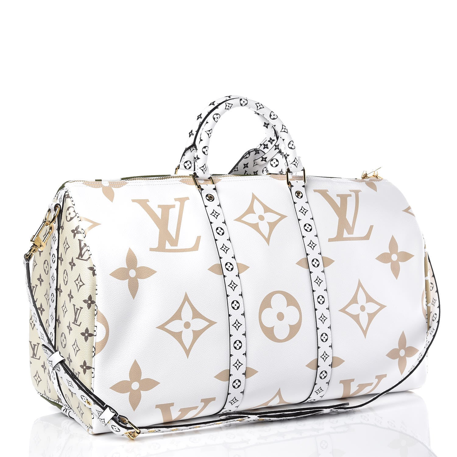 Louis Vuitton Monogram Giant Keepall Bandouliere 50 Kaki Beige 3 of 8