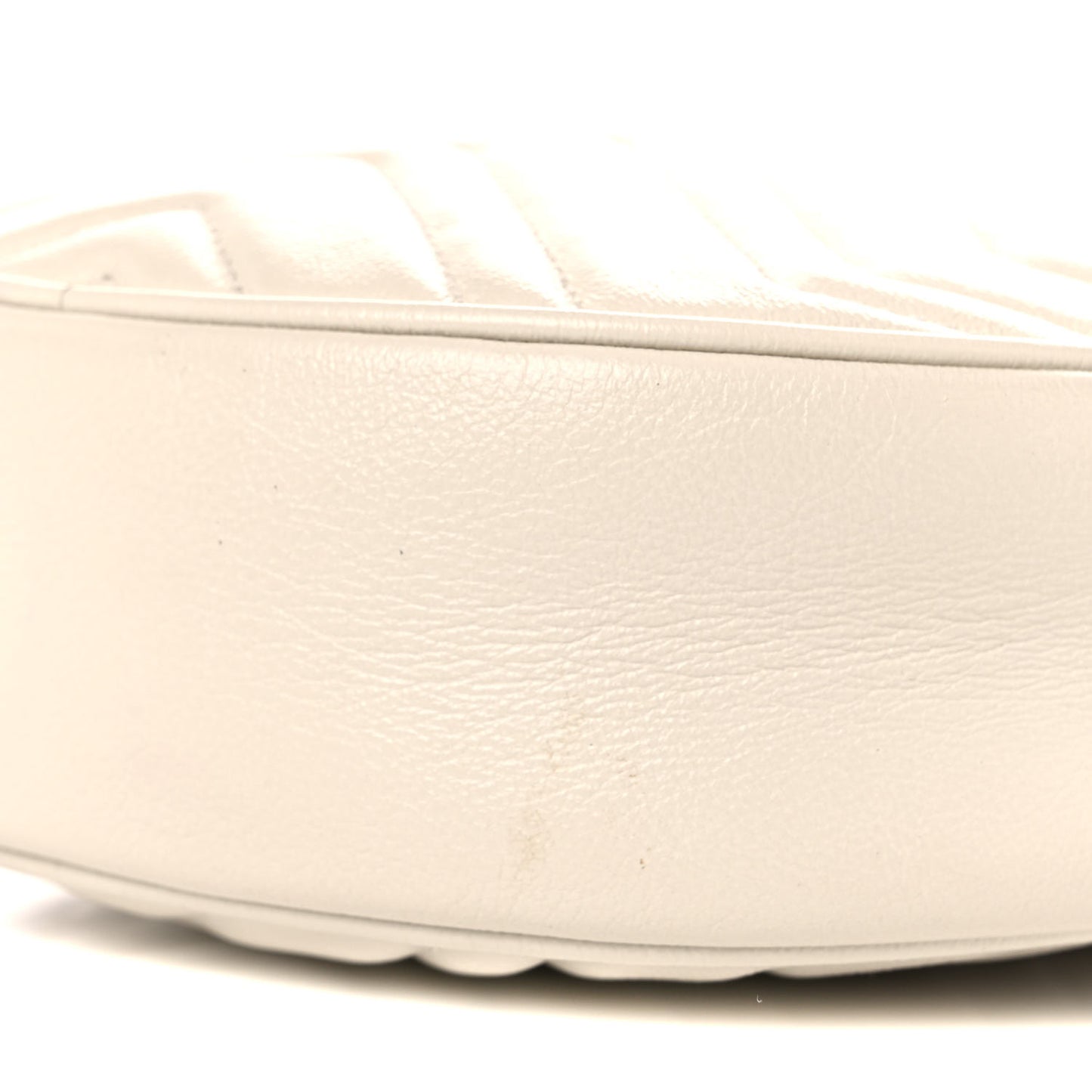 Calfskin Matelasse Mini GG Marmont Round Shoulder Bag White