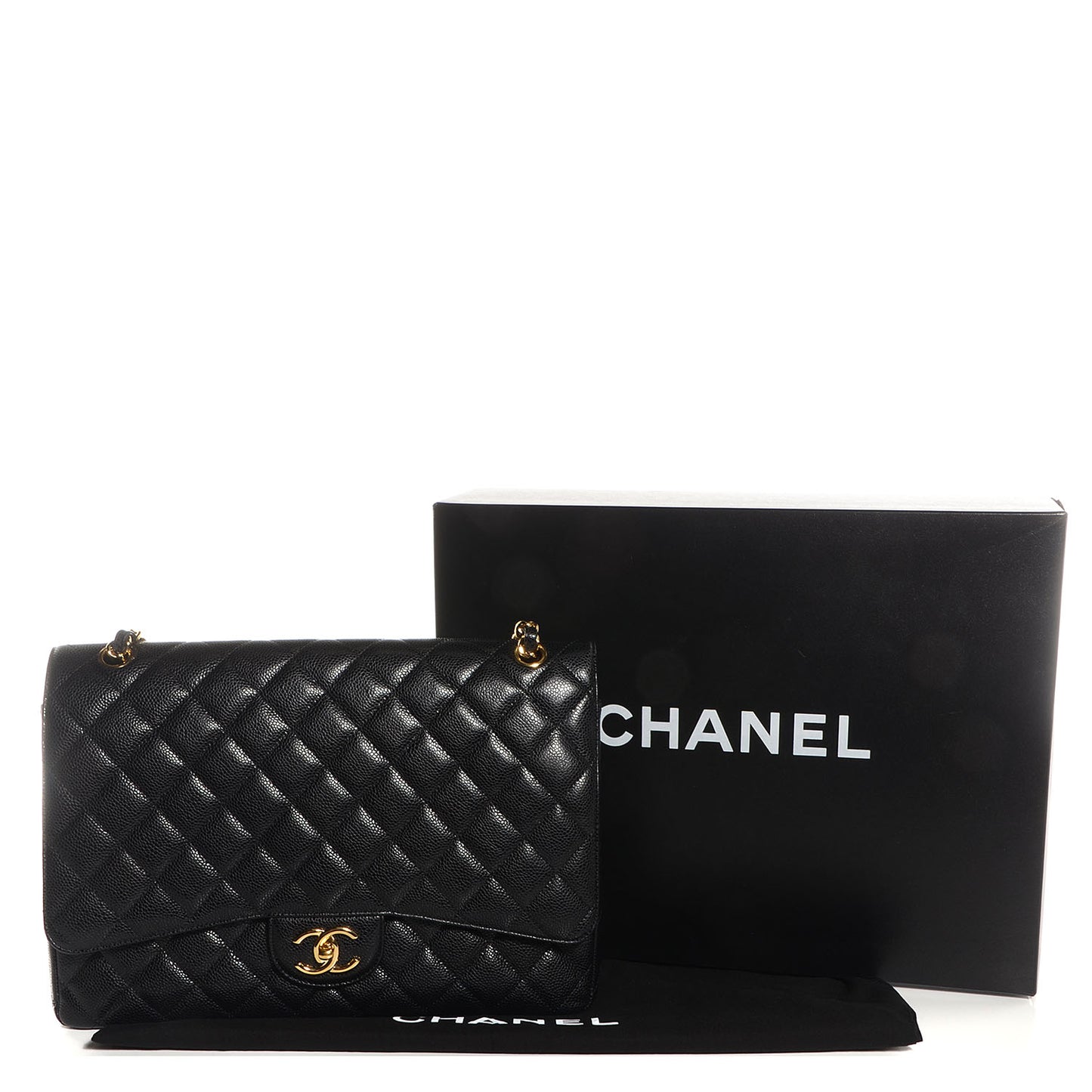 Caviar Quilted Maxi Double Flap Black