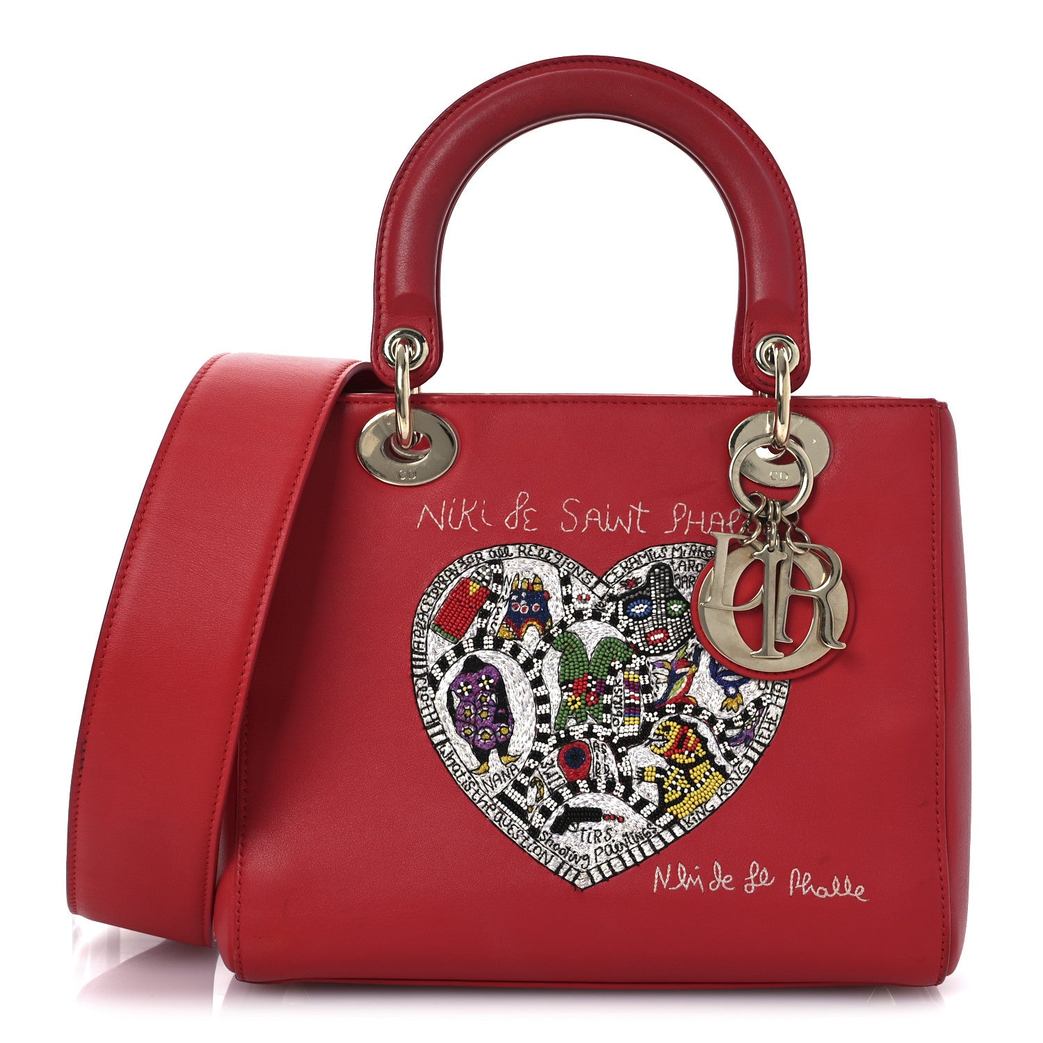 Christian Dior Calfskin Niki De Saint Phalle Medium Supple Lady Dior Red 1 of 15